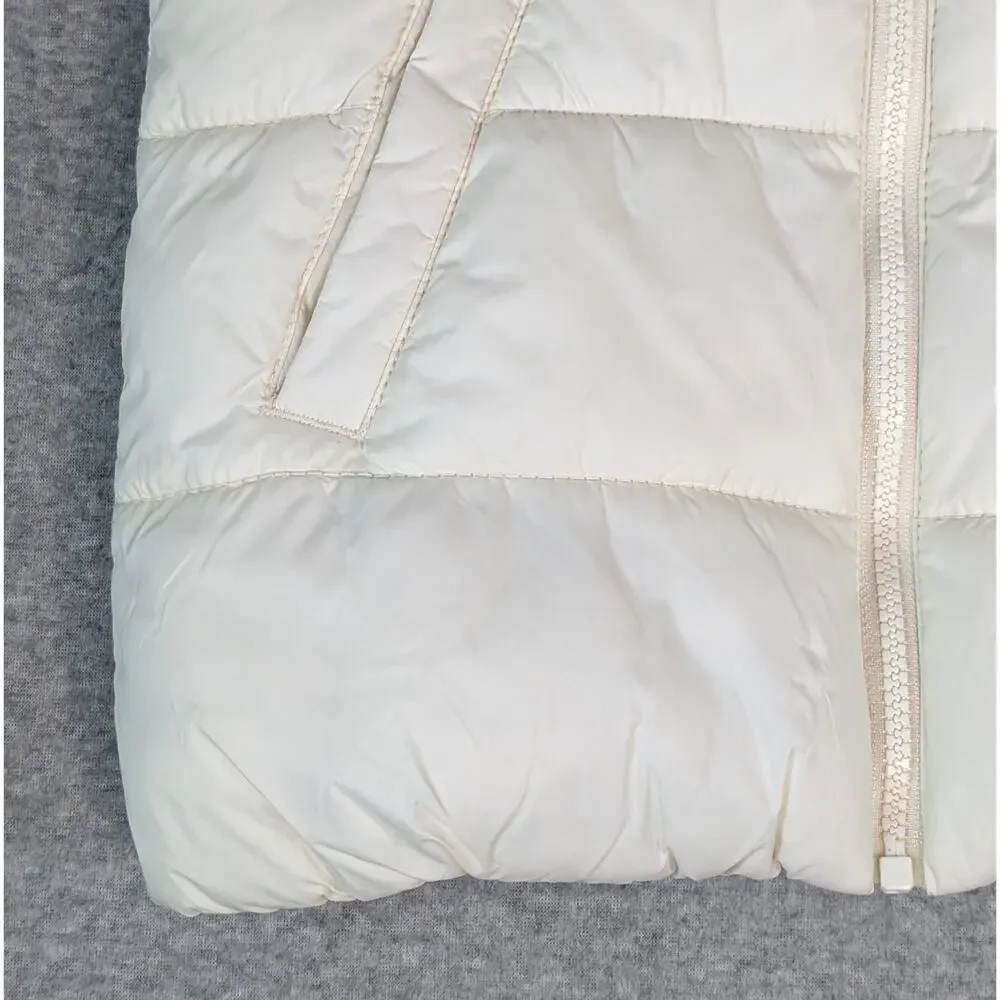 Old Navy Frost Free Puffer Vest Girls Large Cream Full Zip Classic Preppy Cozy